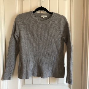 Madewell gray sweater with brown elbow patches